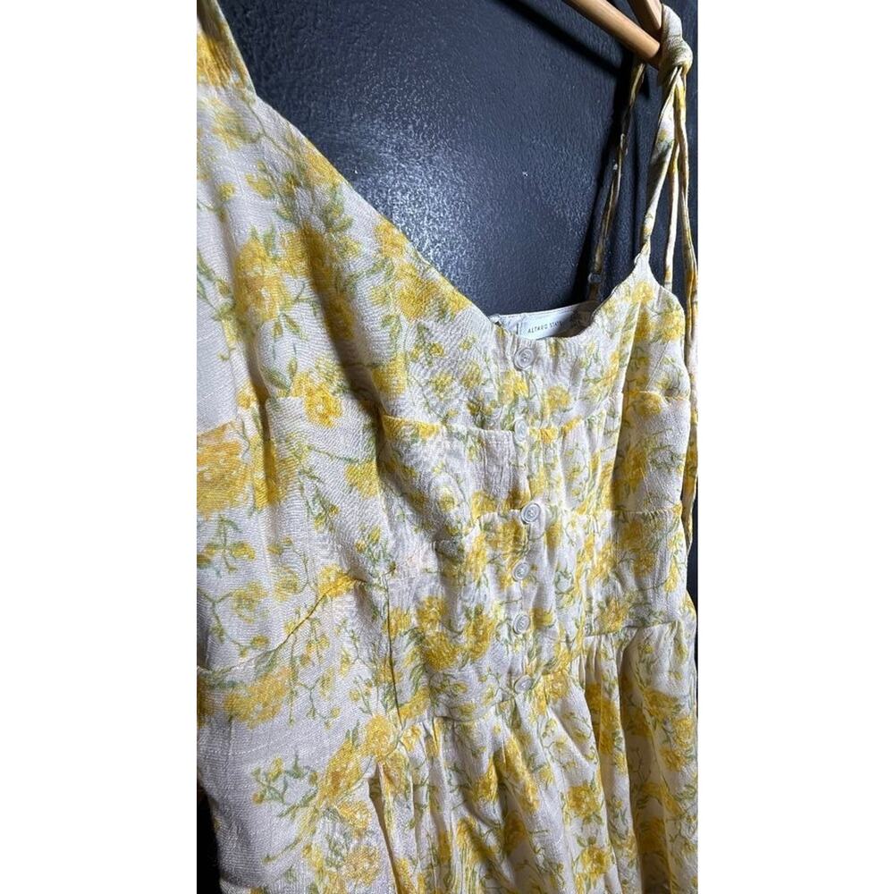 Altar'd State Yellow Floral Midi Dress with Tie Straps - Picture 7 of 7